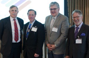 In Toronto last week at the Institute for Quality in Management in Healthcare’s special conference about the quality of tissue specimens used in clinical diagnostics, the speakers included (above, left to right): Robert L. Michel, THE DARK REPORT; Richard J. Zarbo, M.D., DMD, Henry Ford Health System; Victor A. Tron, MD, Queen’s University; and Gregory J. Flynn, M.D., IQMH. (Photo by Rafael Ludwig of Capricorn8.com.)