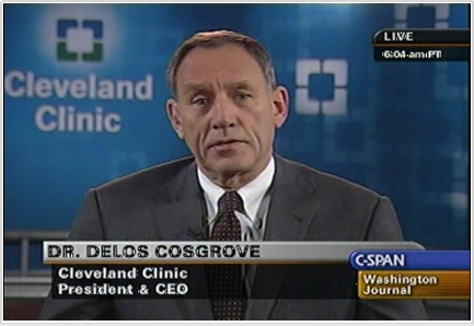 On behalf of the Cleveland Clinic, CEO Delos Cosgrove, M.D., sent a letter to the federal Centers for Medicare and Medicaid Services (CMS) with criticisms of the federal rules for Accountable Care Organizations. Delos’ letter also offered a number of suggestions for improving the rules. (Photo by C-Spanvideo.org.)