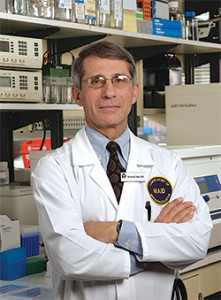 As Director of the National Institute of Allergy and Infectious Diseases (NIAID), part of the National Institutes of Health (NIH), Anthony S. Fauci, MD, (above) leads research to prevent, diagnose, and treat infectious diseases, such as HIV/AIDS, influenza, tuberculosis, malaria, and illness from potential agents of bioterrorism. He serves as one of the key advisors to the White House and U.S. Department of Health and Human Services (HHS) on global AIDS issues. (Photo and caption copyright: NIH Medline Plus.)