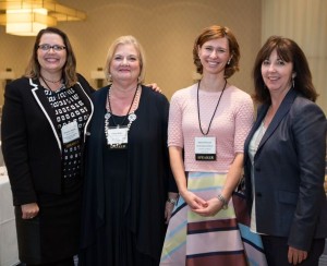 Pictured above are the four leading figures involved in the education and certification of medical laboratory technologists and other laboratory scientists in Canada. At Executive Edge last week in Toronto, these four individuals participated in a panel discussion about the current challenges and opportunities to expand the number of medical laboratory professionals in Canada. From right, technologists and other laboratory scientists: Christine Nielsen, Executive Director of the Canadian Society of Medical Laboratory Science, Hamilton, Ontario; Kathy Wilkie, Chair of the Canadian Alliance of Medical Laboratory Professionals Regulators and Registrar & Executive Director College of Medical Laboratory Technologists of Ontario, Toronto, Ontario; Jelena Holovati, PhD, Assistant Professor, Department of Lab Medicine and Pathology, University of Alberta, Edmonton Alberta; and Aline Gagnon, Director, Canadian Medical Association Accreditation, Ottawa, Ontario. (Photo copyright: Nick Kozak, photojournalist, Toronto, Canada.)