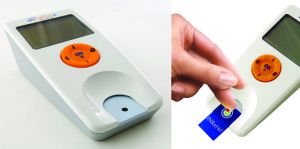 The INRatio2 is a handheld device that lets patients check their own PT/INR levels in less than one minute, using a single drop of blood from a finger prick. (Photo and caption copyright IDEO.)