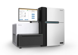 Illumina’s HiSeq X Ten (pictured) is able to deliver a $1,000 human genome because it processing capabilities, with a well-ordered array of “nanowells” housing millions upon billions of individual DNA templates, enables it to read more data out per run. (Photo copyright Illumina.)