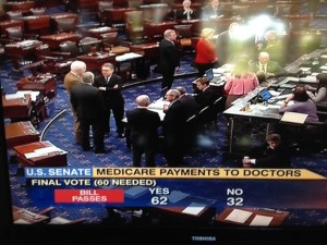 Congress seems to always act swiftly when the Sustainable Growth Rate (SGR) formula is about to trigger substantial reductions to Medicare physician fees. This time around, the House passed the SGR fix on Thursday, March 27. The Senate passed the bill on Monday, March 31, and President Obama signed it into law hours later. H.R. 4307, among many things, created a new set of requirements that Medicare officials are to use to establish prices for the Medicare Part B Clinical Laboratory Fee Schedule. Congress expects the new requirements will reduce Medicare payments to clinical labs by $2.4 billion. (Photo copyright Codebusters.com.)